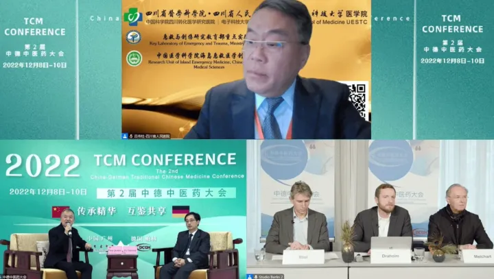 Remote speaker from Chengdu with the Guangzhou and Berlin studios on screen